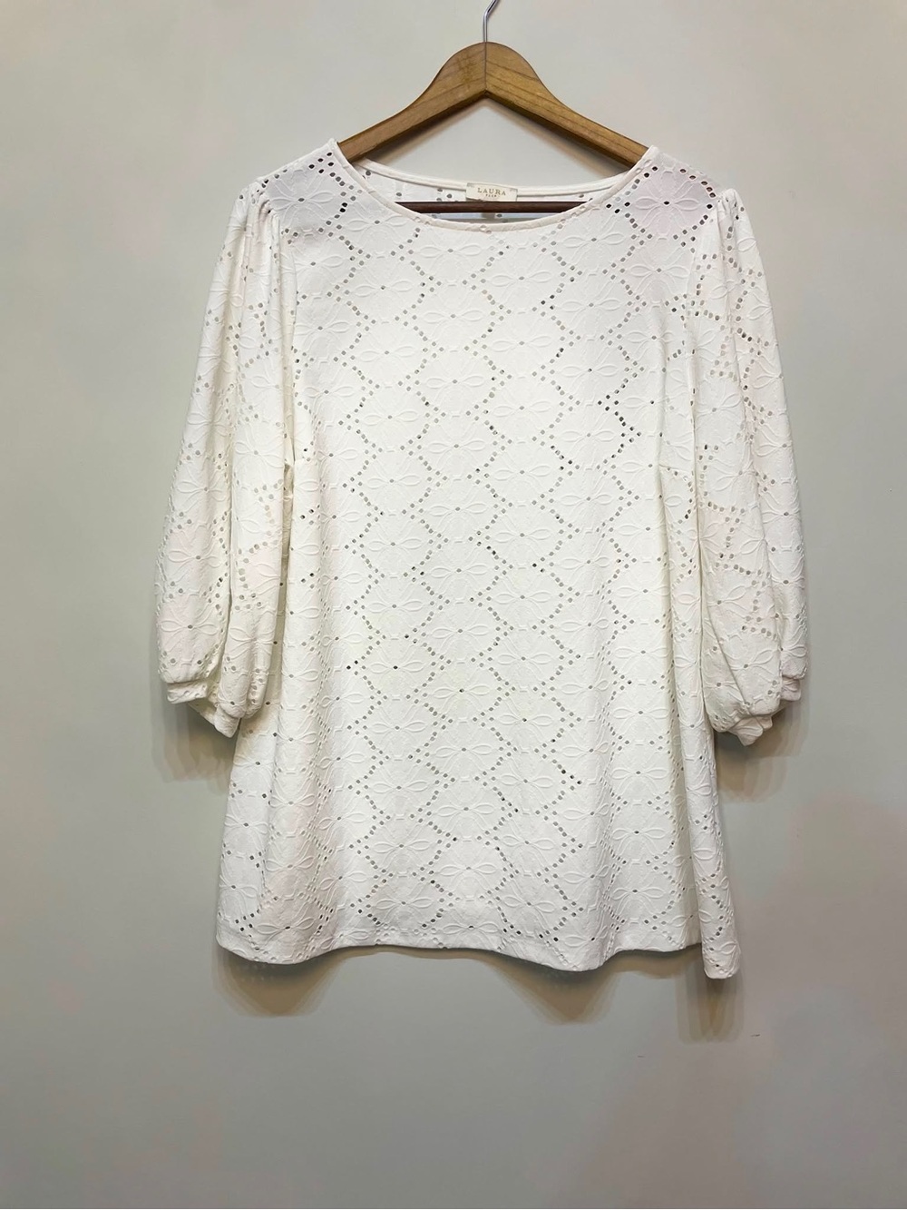 White Eyelet Puff-Sleeve Tunic by Laura